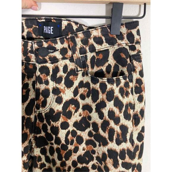 NWT Cheetah Print Paige Raw Hem Verdugo Ankle Mob Wife Mom Jeans - Picture 6 of 6